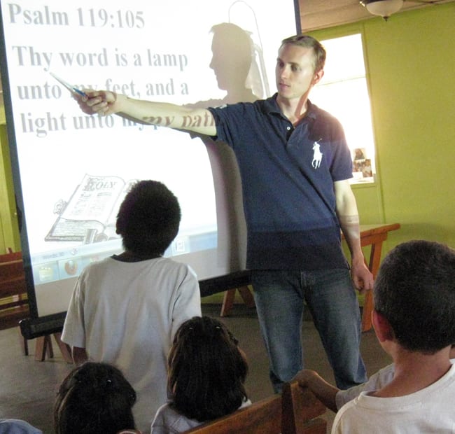 Bible and English classes with the students
